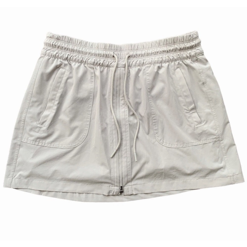 Athleta Expedition Skort Womens 14 Taupe Front Zip Hiking Travel Utility Outdoor